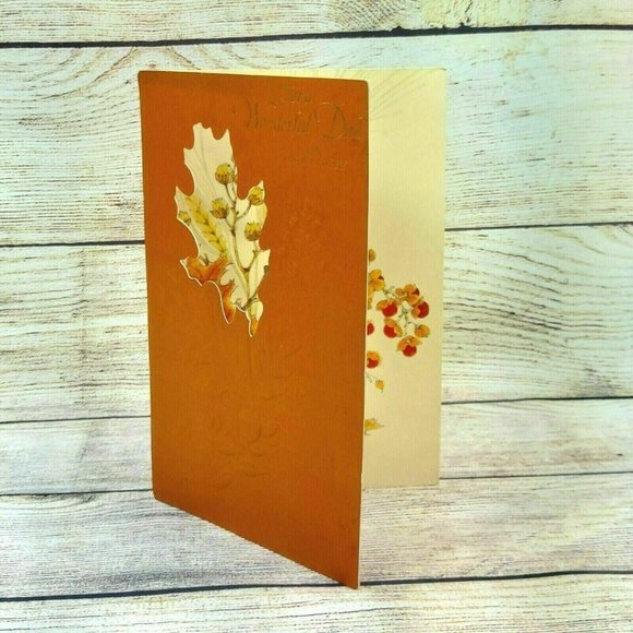 For a Wonderful Dad On His Birthday Greeting Card Leaves Art Paint Vintage Card - Picture 6 of 10